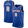 Blue2 Jermaine Jackson Twill Basketball Jersey -Knicks #8 Jackson Twill Jerseys, FREE SHIPPING