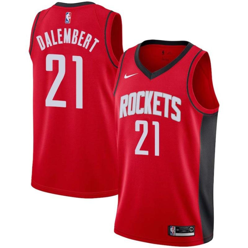 Red Samuel Dalembert Twill Basketball Jersey -Rockets #21 Dalembert Twill Jerseys, FREE SHIPPING