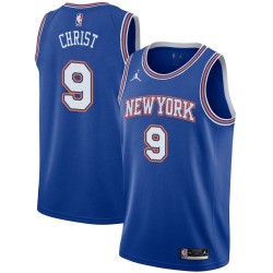 Blue2 Fred Christ Twill Basketball Jersey -Knicks #9 Christ Twill Jerseys, FREE SHIPPING