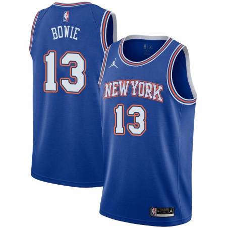 Blue2 Anthony Bowie Twill Basketball Jersey -Knicks #13 Bowie Twill Jerseys, FREE SHIPPING