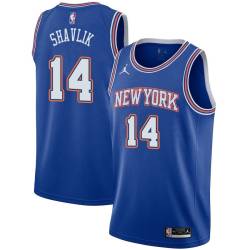 Blue2 Ron Shavlik Twill Basketball Jersey -Knicks #14 Shavlik Twill Jerseys, FREE SHIPPING