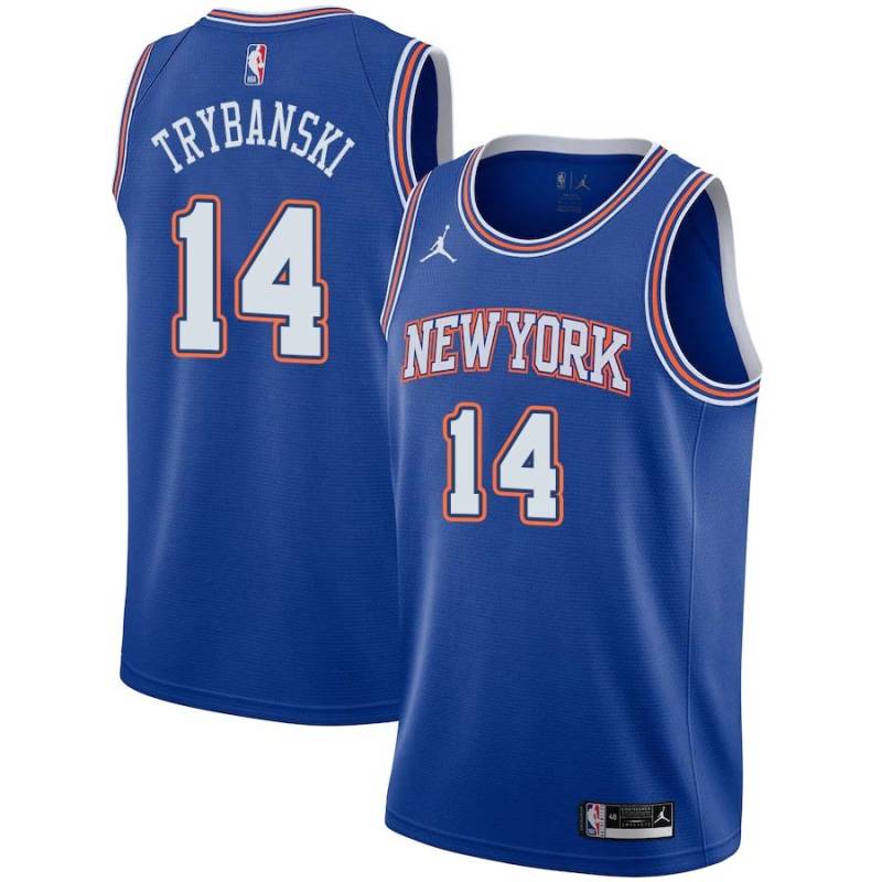 Blue2 Cezary Trybanski Twill Basketball Jersey -Knicks #14 Trybanski Twill Jerseys, FREE SHIPPING