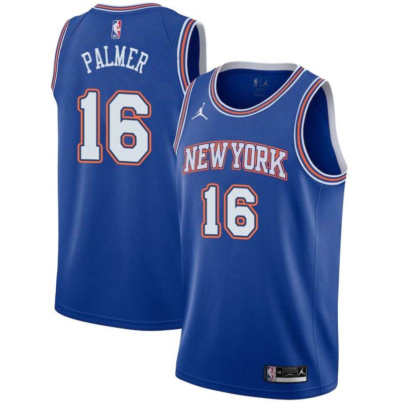 Blue2 Bud Palmer Twill Basketball Jersey -Knicks #16 Palmer Twill Jerseys, FREE SHIPPING