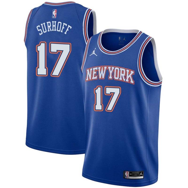 Blue2 Dick Surhoff Twill Basketball Jersey -Knicks #17 Surhoff Twill Jerseys, FREE SHIPPING