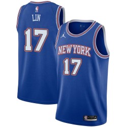 Blue2 Jeremy Lin Twill Basketball Jersey -Knicks #17 Lin Twill Jerseys, FREE SHIPPING