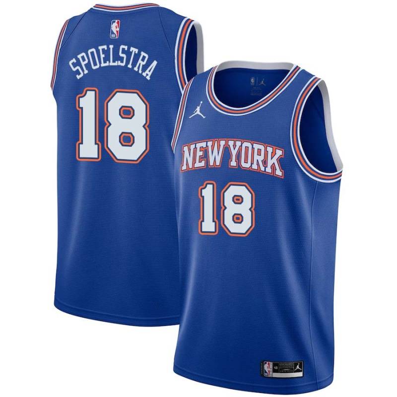 Blue2 Art Spoelstra Twill Basketball Jersey -Knicks #18 Spoelstra Twill Jerseys, FREE SHIPPING