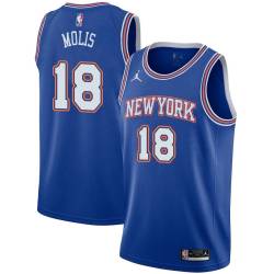 Blue2 Wayne Molis Twill Basketball Jersey -Knicks #18 Molis Twill Jerseys, FREE SHIPPING