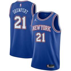 Blue2 Iman Shumpert Twill Basketball Jersey -Knicks #21 Shumpert Twill Jerseys, FREE SHIPPING