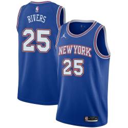 Blue2 Doc Rivers Twill Basketball Jersey -Knicks #25 Rivers Twill Jerseys, FREE SHIPPING
