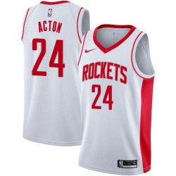 White Bud Acton Twill Basketball Jersey -Rockets #24 Acton Twill Jerseys, FREE SHIPPING