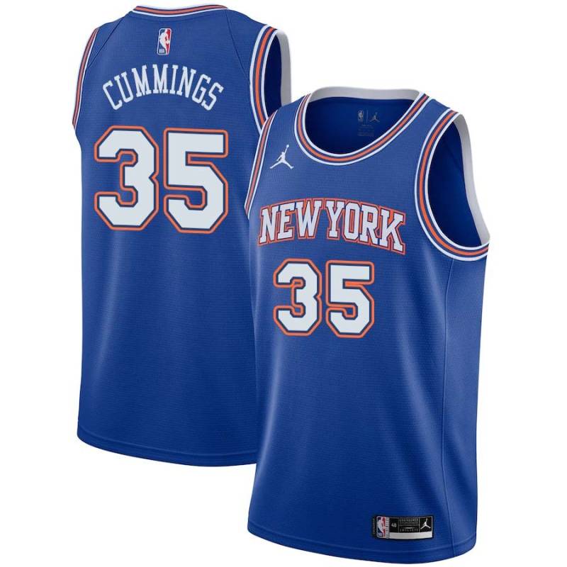 Blue2 Terry Cummings Twill Basketball Jersey -Knicks #35 Cummings Twill Jerseys, FREE SHIPPING