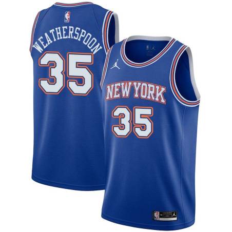 Blue2 Clarence Weatherspoon Twill Basketball Jersey -Knicks #35 Weatherspoon Twill Jerseys, FREE SHIPPING