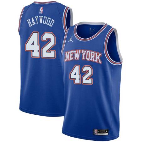 Blue2 Spencer Haywood Twill Basketball Jersey -Knicks #42 Haywood Twill Jerseys, FREE SHIPPING