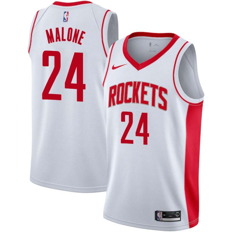 White Moses Malone Twill Basketball Jersey -Rockets #24 Malone Twill Jerseys, FREE SHIPPING