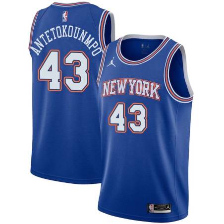 Blue2 Thanasis Antetokounmpo Twill Basketball Jersey -Knicks #43 Antetokounmpo Twill Jerseys, FREE SHIPPING