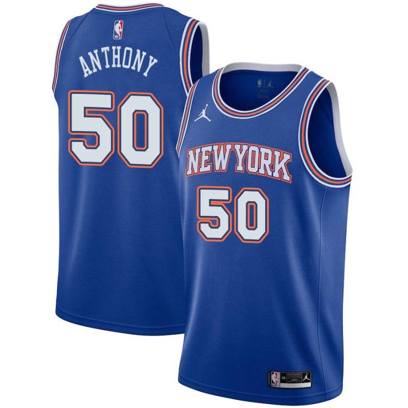 Blue2 Greg Anthony Twill Basketball Jersey -Knicks #50 Anthony Twill Jerseys, FREE SHIPPING