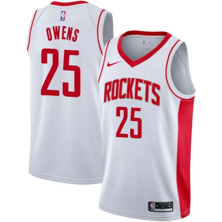 White Tom Owens Twill Basketball Jersey -Rockets #25 Owens Twill Jerseys, FREE SHIPPING