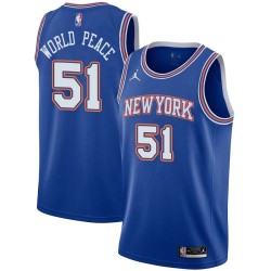 Blue2 Metta World Peace Twill Basketball Jersey -Knicks #51 World Peace Twill Jerseys, FREE SHIPPING