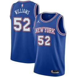 Blue2 Buck Williams Twill Basketball Jersey -Knicks #52 Williams Twill Jerseys, FREE SHIPPING