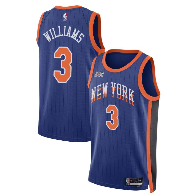 23-24City Shawne Williams Twill Basketball Jersey -Knicks #3 Williams Twill Jerseys, FREE SHIPPING