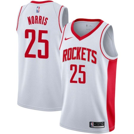 White Moochie Norris Twill Basketball Jersey -Rockets #25 Norris Twill Jerseys, FREE SHIPPING