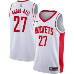 White Zaid Abdul-Aziz Twill Basketball Jersey -Rockets #27 Abdul-Aziz Twill Jerseys, FREE SHIPPING