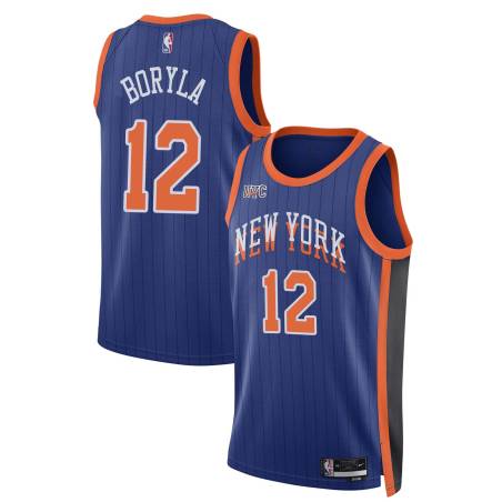 23-24City Vince Boryla Twill Basketball Jersey -Knicks #12 Boryla Twill Jerseys, FREE SHIPPING