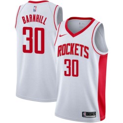 White John Barnhill Twill Basketball Jersey -Rockets #30 Barnhill Twill Jerseys, FREE SHIPPING