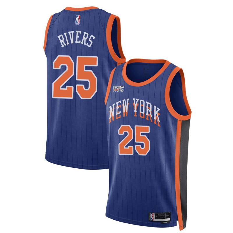 23-24City Doc Rivers Twill Basketball Jersey -Knicks #25 Rivers Twill Jerseys, FREE SHIPPING