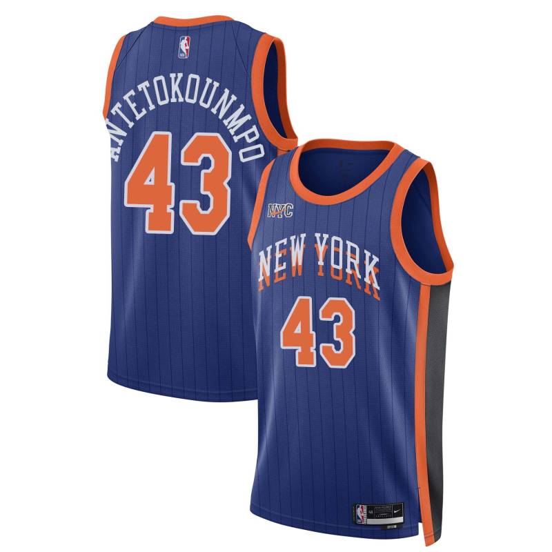 23-24City Thanasis Antetokounmpo Twill Basketball Jersey -Knicks #43 Antetokounmpo Twill Jerseys, FREE SHIPPING