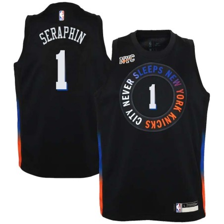 2020-21City Kevin Seraphin Twill Basketball Jersey -Knicks #1 Seraphin Twill Jerseys, FREE SHIPPING