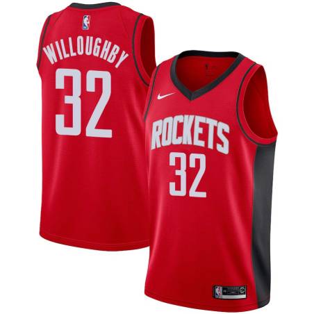 Red Bill Willoughby Twill Basketball Jersey -Rockets #32 Willoughby Twill Jerseys, FREE SHIPPING