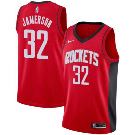 Red Dave Jamerson Twill Basketball Jersey -Rockets #32 Jamerson Twill Jerseys, FREE SHIPPING