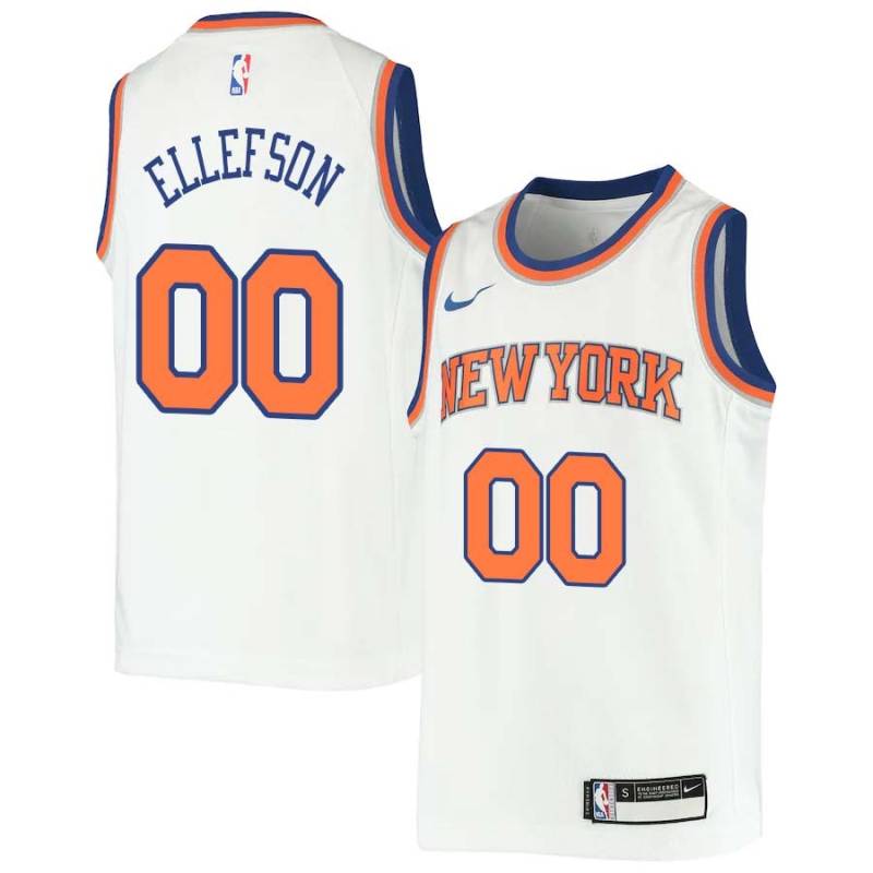 White Ray Ellefson Knicks #00 Twill Basketball Jersey FREE SHIPPING