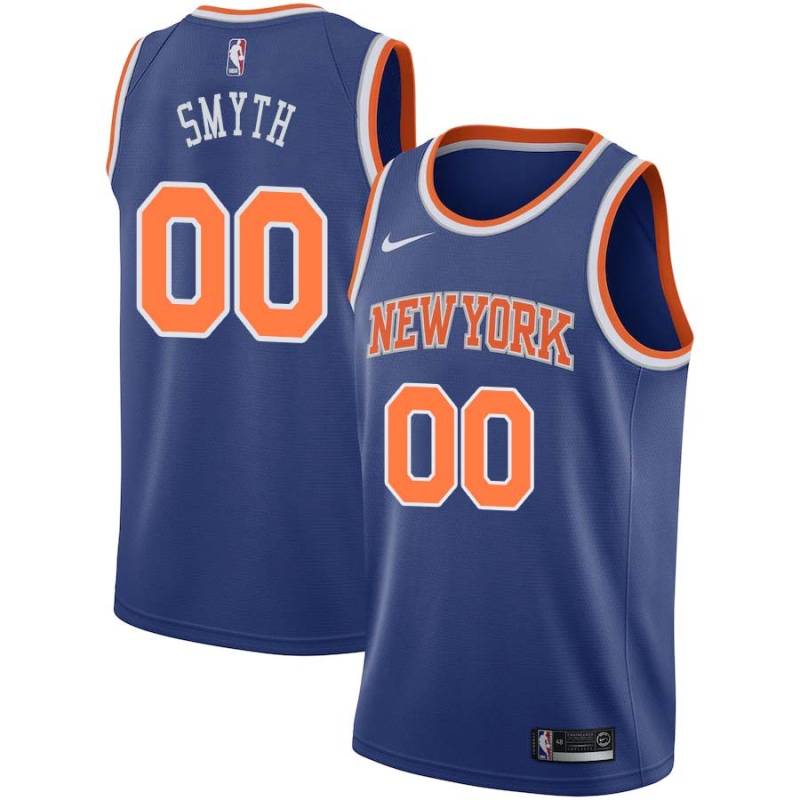 Blue Joe Smyth Knicks #00 Twill Basketball Jersey FREE SHIPPING