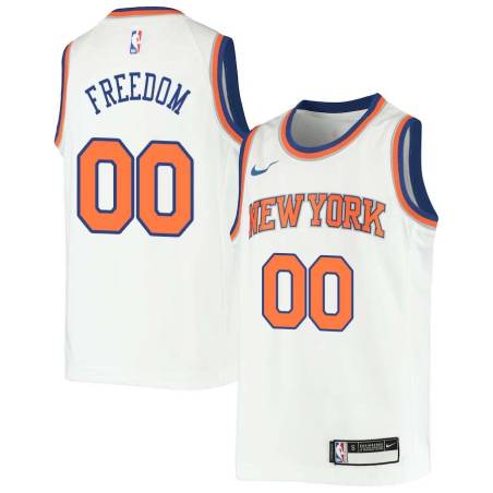 White Enes Freedom Knicks #00 Twill Basketball Jersey FREE SHIPPING