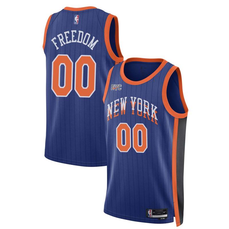 23-24City Enes Freedom Knicks #00 Twill Basketball Jersey FREE SHIPPING