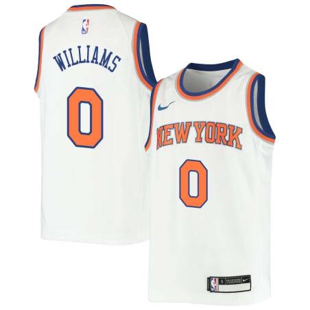 White Troy Williams Knicks #0 Twill Basketball Jersey FREE SHIPPING