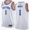 White Classic Emmanuel Mudiay Knicks #1 Twill Basketball Jersey FREE SHIPPING