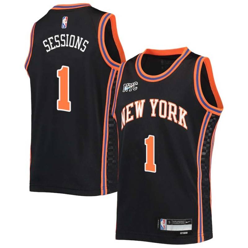 2021-22City Ramon Sessions Knicks #1 Twill Basketball Jersey FREE SHIPPING