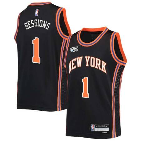 2021-22City Ramon Sessions Knicks #1 Twill Basketball Jersey FREE SHIPPING