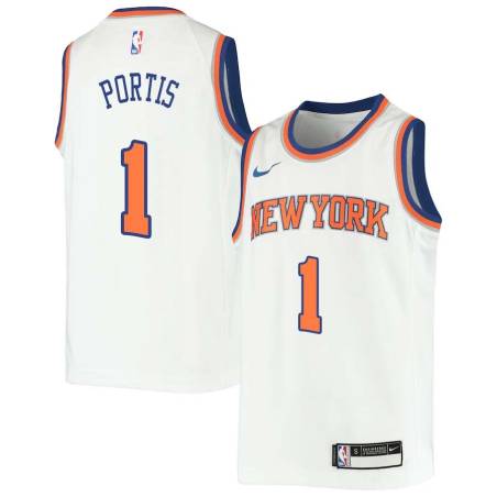 White Bobby Portis Knicks #1 Twill Basketball Jersey FREE SHIPPING