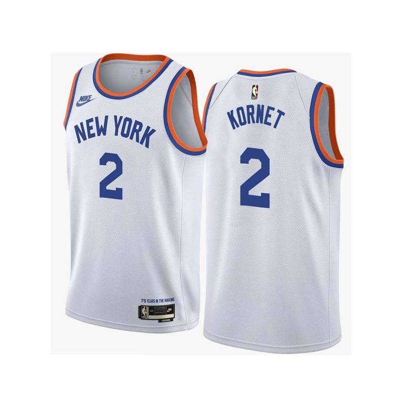 White Classic Luke Kornet Knicks #2 Twill Basketball Jersey FREE SHIPPING