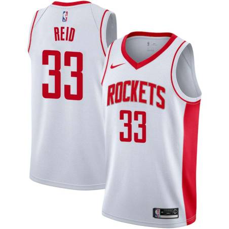 White Robert Reid Twill Basketball Jersey -Rockets #33 Reid Twill Jerseys, FREE SHIPPING