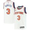 White Maurice Harkless Knicks #3 Twill Basketball Jersey FREE SHIPPING