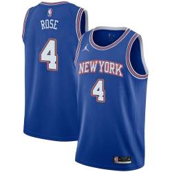 Blue2 Derrick Rose Knicks #4 Twill Basketball Jersey FREE SHIPPING