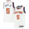 White Dennis Smith Jr. Knicks #5 Twill Basketball Jersey FREE SHIPPING