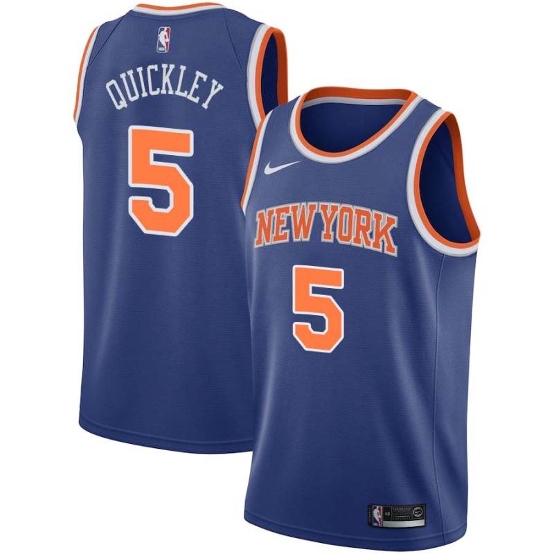 Blue Immanuel Quickley Knicks #5 Twill Basketball Jersey FREE SHIPPING