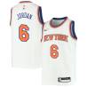 White DeAndre Jordan Knicks #6 Twill Basketball Jersey FREE SHIPPING