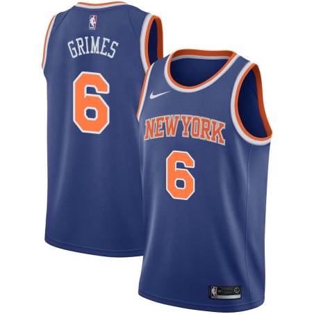 Blue Quentin Grimes Knicks #6 Twill Basketball Jersey FREE SHIPPING